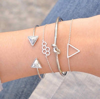 Thumbnail for Trendy Gold Silver Crystal Leaf Moon Arrow Cat Bracelet set for Women Geometric Adjustable Bracelet Bangle Pulseiras