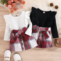 Thumbnail for Fashion Tops Plaid Skirt Outfit