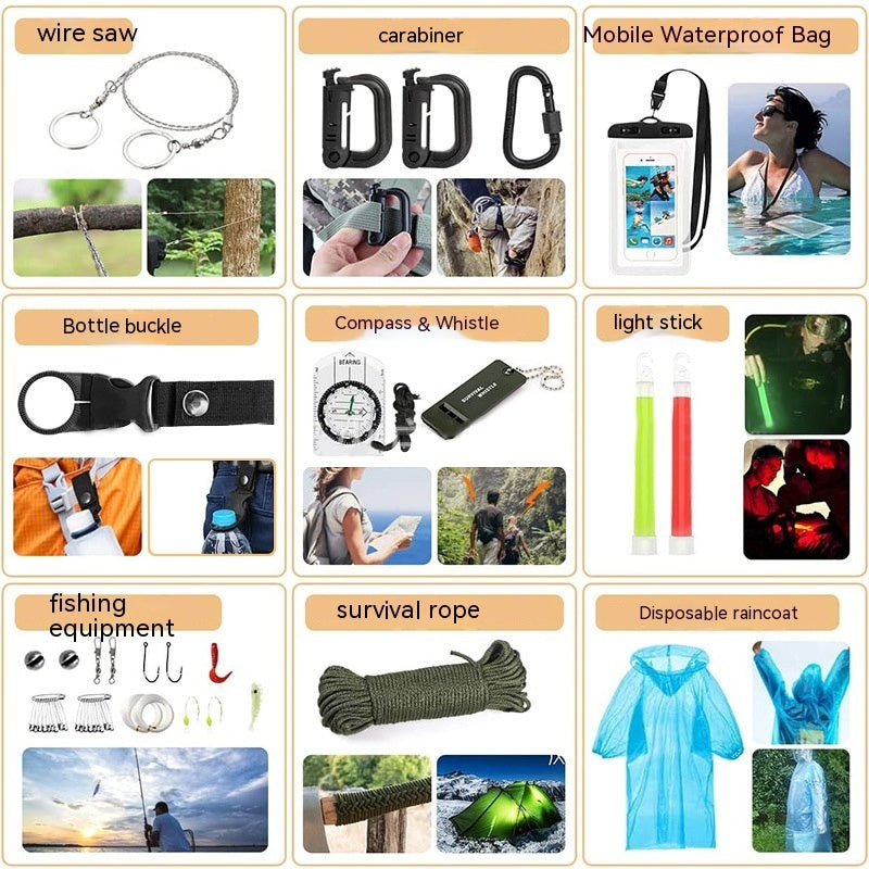 Outdoor Camping Supplies Equipment Multifunctional Outdoor Survival Emergency Kit Tool Suit