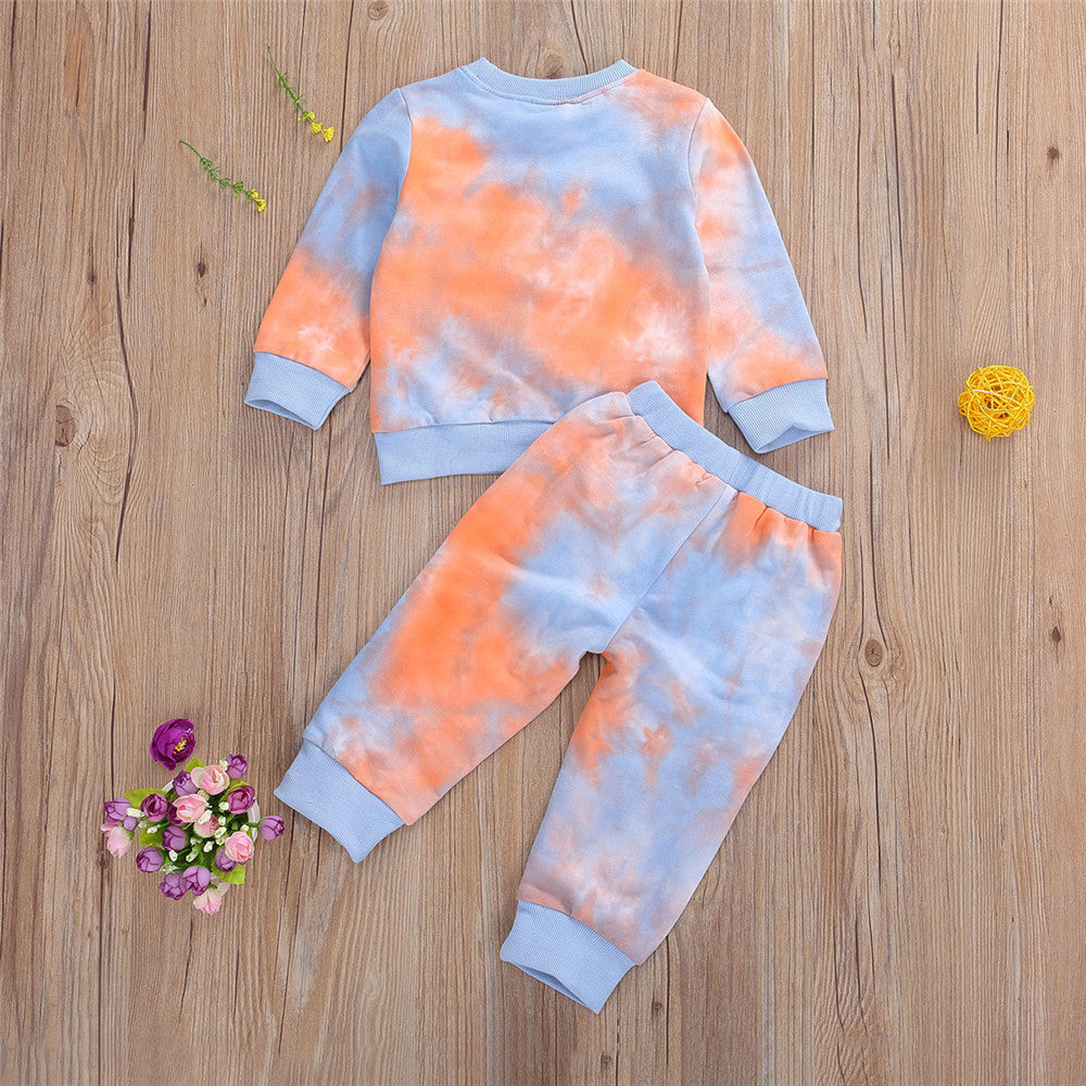 Tie-Dye Children Wear Set Toddler Long Sleeve O-neck Tops