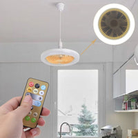 Thumbnail for 26cm Round Remote Control Ceiling Fan With E27 30W LED Lamp Hanging Fan Home Room Office Air Cooling Fan Light