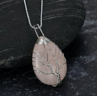 Thumbnail for Celtic Tree Of Life Pendant & Chain On Teardrop Semi-Precious Stone