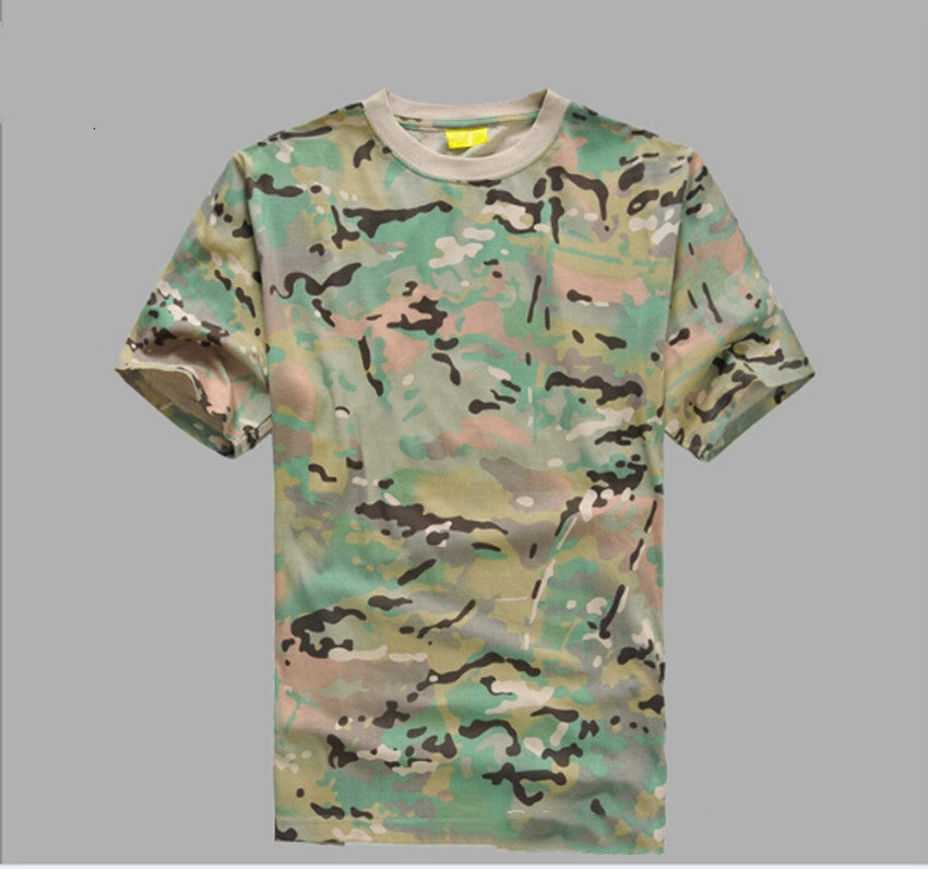 Mesh Round Neck Foreign Military Camouflage T-shirt Military Fan Camouflage Short Sleeves