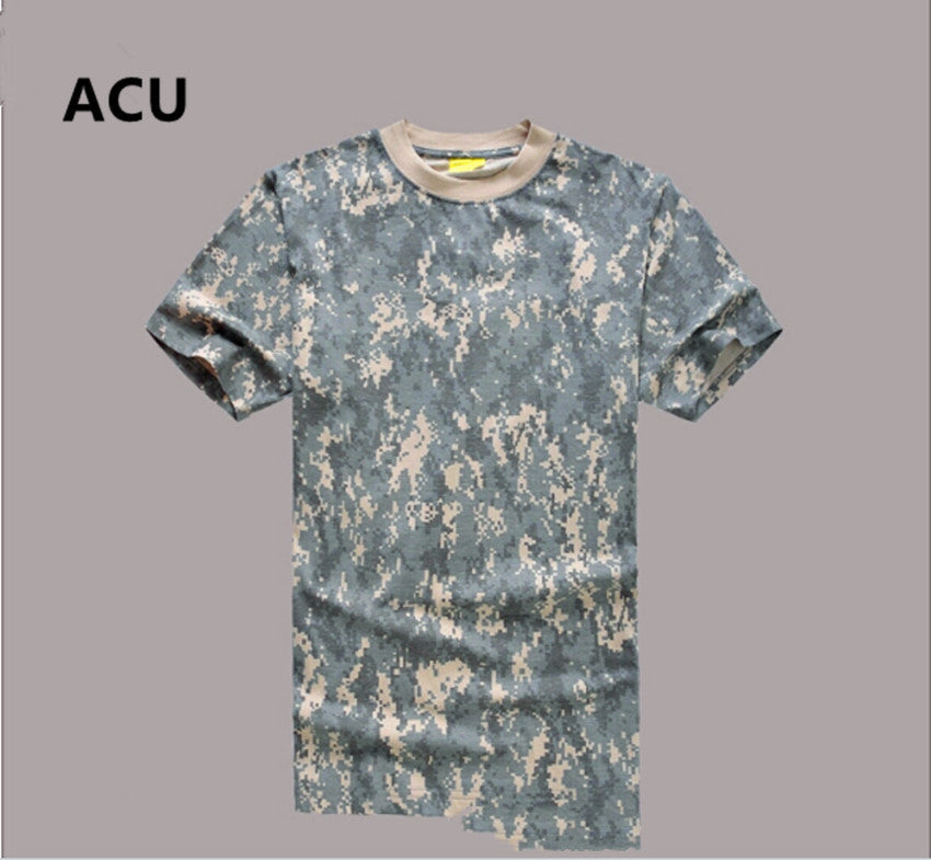 Mesh Round Neck Foreign Military Camouflage T-shirt Military Fan Camouflage Short Sleeves