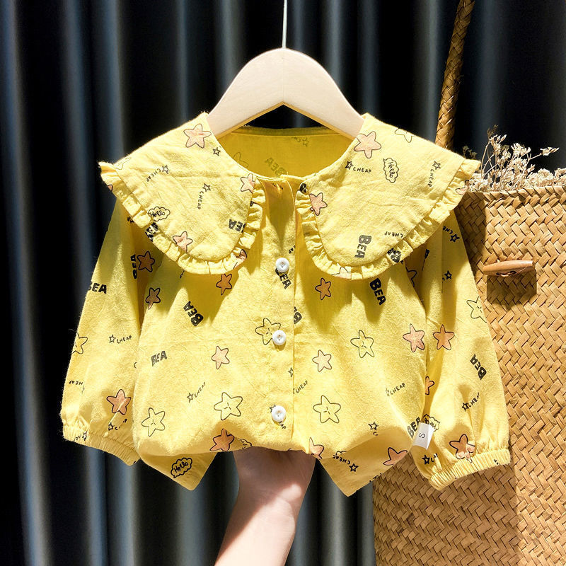 Girls Shirts Autumn Baby Print Long-sleeved Blouse Doll Shirts Spring and Autumn Clothes Baby Girls Blouse Girl Tops